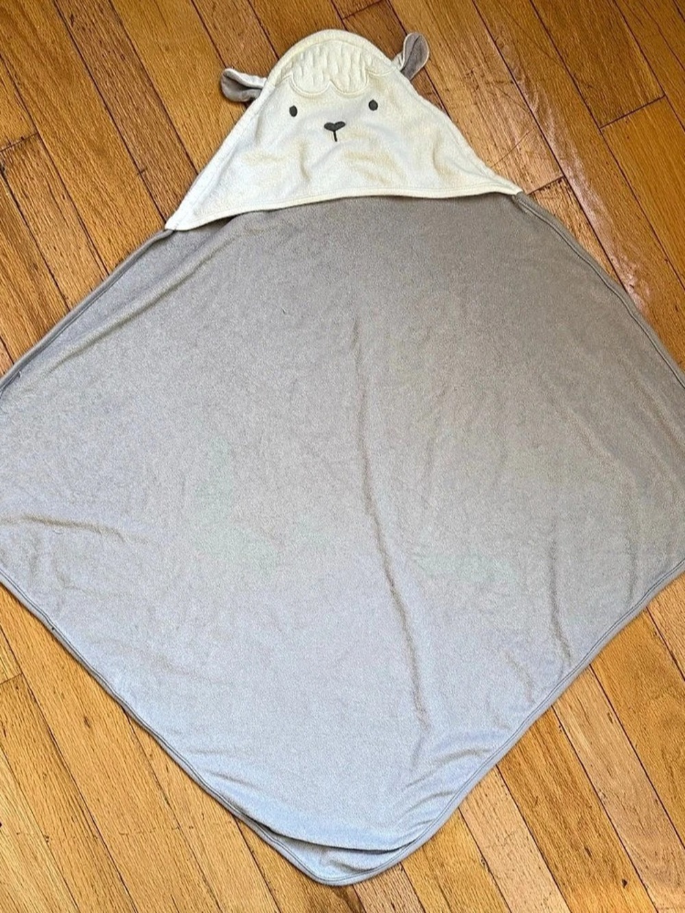 carter's Joyly674 Baby Hooded Blanket Gray Cream Like New